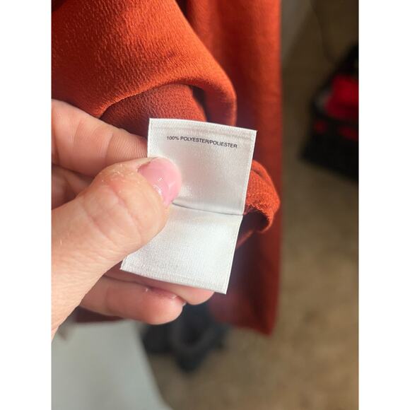 KASPER Women's Long Sleeve Tie-Neck Blouse Burnt Orange Small 4-8 - Picture 4 of 4